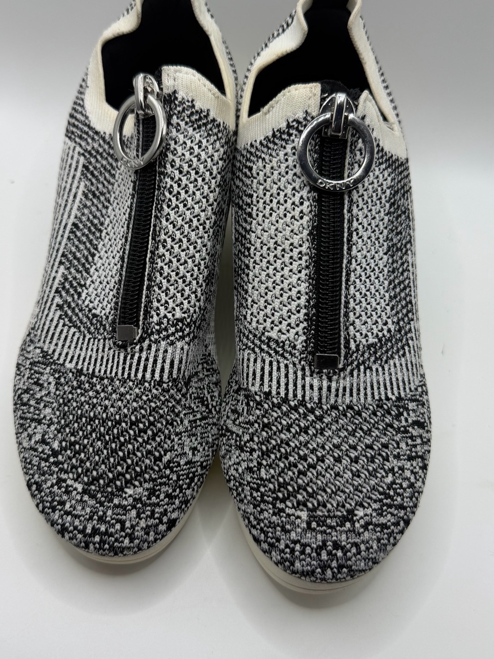 DKNY Knit Slip-On Sneakers with Front Zipper Ring